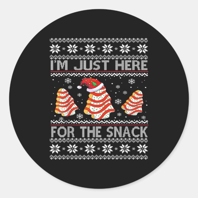 I'm Just Here For The Snack Christmas Cakes Debbie Runder Aufkleber (Vorderseite)