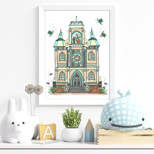 Im Kinderzimmer Kunst Poster (Under the Sea Nursery Art Print)