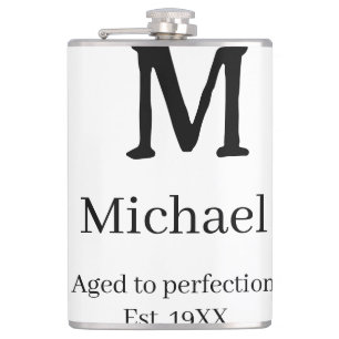 Im Laufe der Zeit perfektioniert est. 19XX Monogra Flachmann