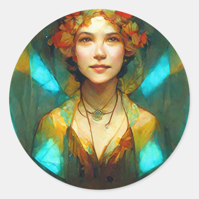 Im Licht der Jugendstil-Fantasie Runder Aufkleber (Vorderseite)