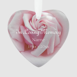 Im liebenden Gedächtnis rosa Rosenherz geformt Ornament