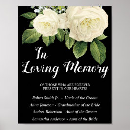 Im Liebesgedächtnis: White Roses Wedding Sign Poster