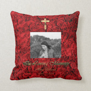 Im Love Memory Cross hinzufügen Foto-Rote Rosen fl Kissen