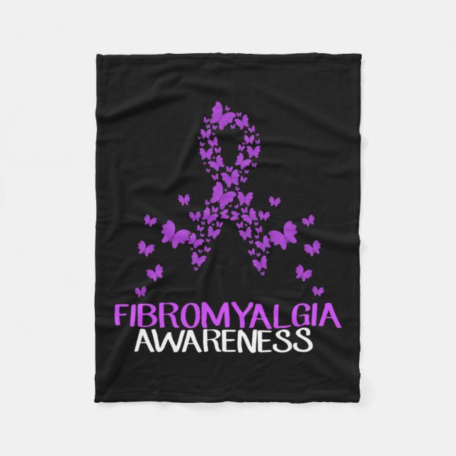 Im Mai tragen Lila Fibromyalgie Butterfly Fibro Aw Fleecedecke (Vorderseite)