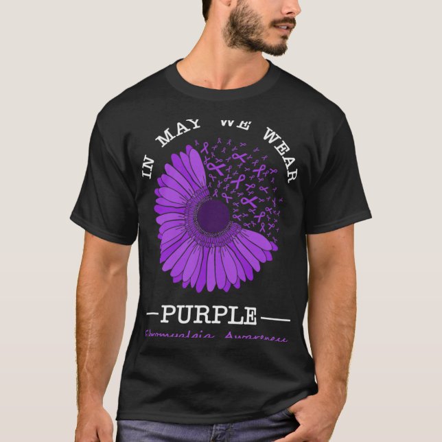 Im Mai tragen wir Lila Fibromyalgie-Bewusstseinsfl T-Shirt (Vorderseite)