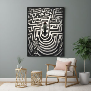 Im Maze Abstrakte Schwarz-Weiß-Kunst verloren Poster