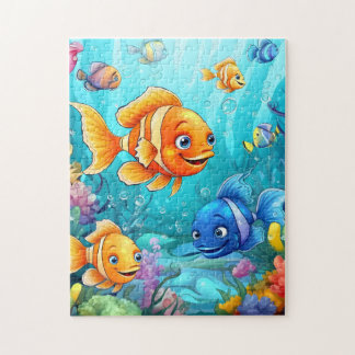 Im Meer gibt es ein buntes Puzzle für Kinder