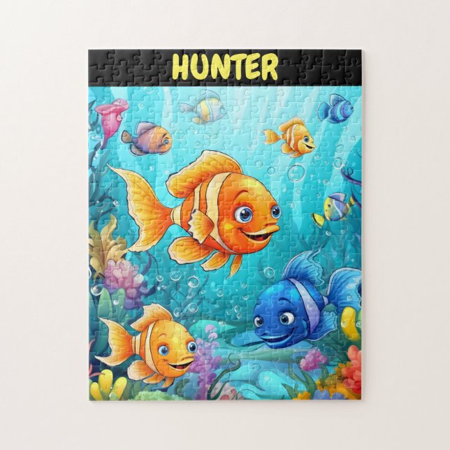 Im Meer gibt es ein buntes Puzzle für Kinder (Vertikal)