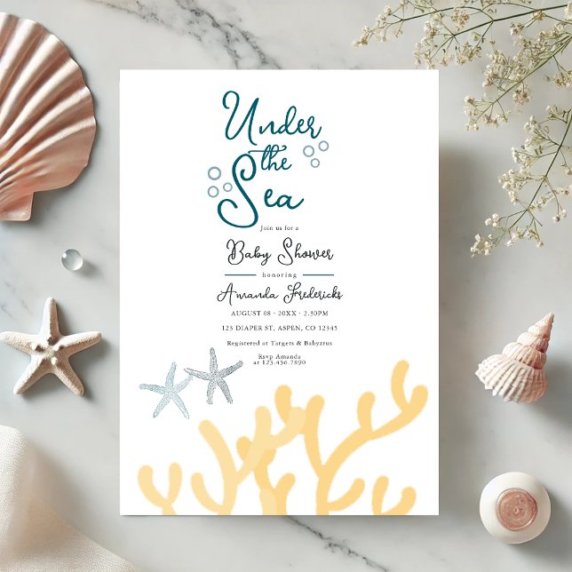 Im Meeresmeer thematisierte Babydusche Einladung (Under the Sea Ocean themed Baby Shower Invitation)