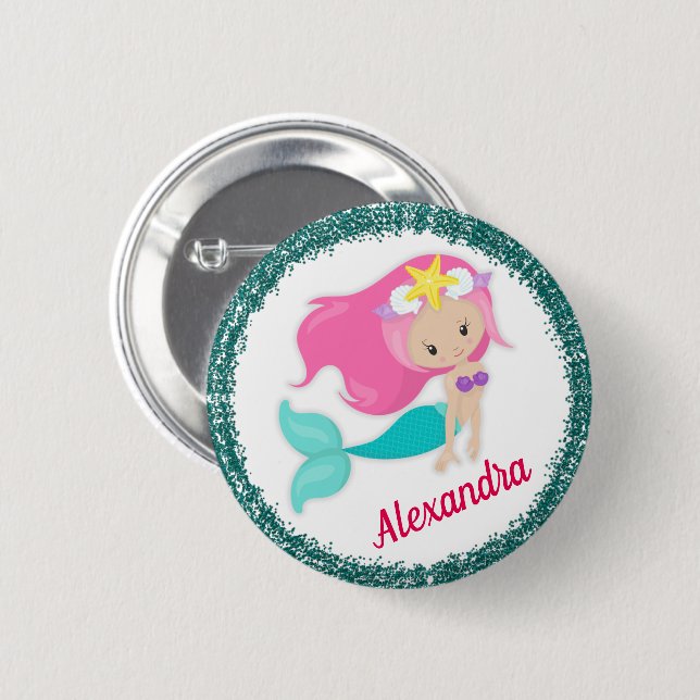Im Meerjungfrau-Party Button (Vorne & Hinten)