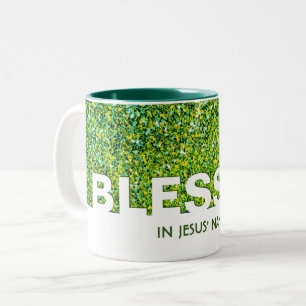 im Namen Jesu Stilvoller GREEN Glitzer Zweifarbige Tasse