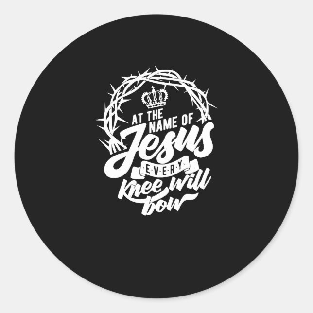 Im Namen Jesu wird sich jedes Knie Christlich beug Runder Aufkleber (Vorderseite)