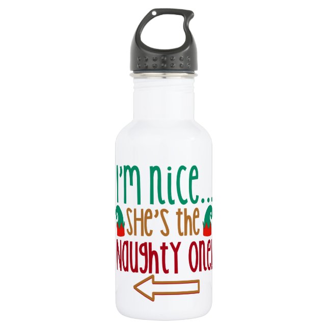 Im Nice Shes Naughty Elf Hat Trinkflasche (Vorderseite)