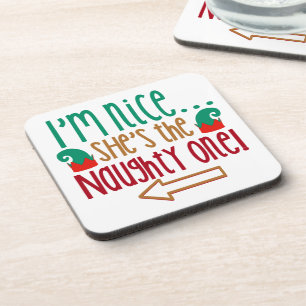 Im Nice Shes Naughty Elf Hat Untersetzer