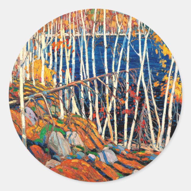 Im Northland, Kunst von Tom Thomson, Runder Aufkleber (Vorderseite)