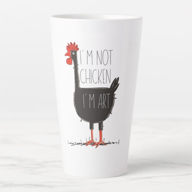I'm Not Chicken, I'm Art - Quirky Retro T Shirt Milchtasse (Vorderseite)