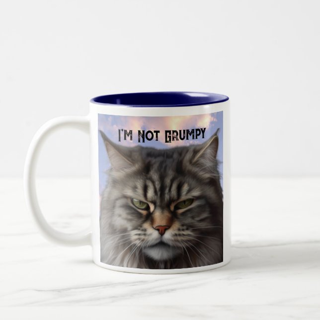 "I'm Not Grumpy" Cat-Tasse mit sarkastischer Desig Zweifarbige Tasse (Links)