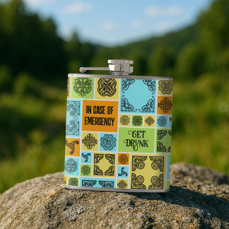 Im Notfall Betrunkene Orange & Blue Flachmann