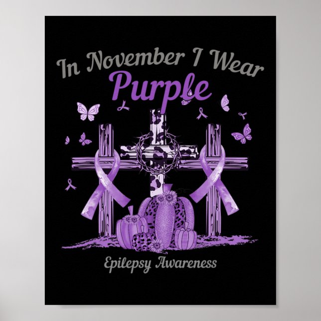 Im November trage ich eine Lila Kreuz-Kürbis-Epile Poster (Vorne)