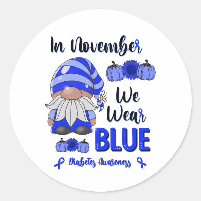 Im November tragen wir Blau: Das Bewusstsein für d Runder Aufkleber (Vorderseite)