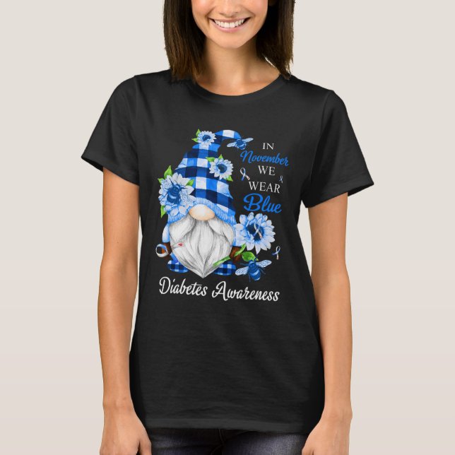 Im November tragen wir blaue Gnome Diabetes-Bewuss T-Shirt (Vorderseite)