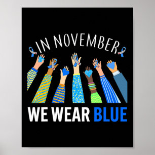 Im November tragen wir blaue Hände Diabetes Bewuss Poster