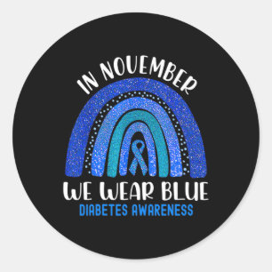 Im November tragen wir Blaue Regenbogendiabetes-Aw Runder Aufkleber