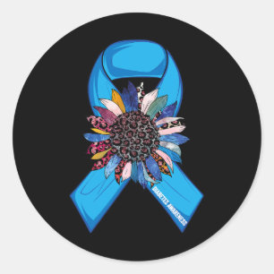 Im November tragen wir blaue Sonnenblumen Diabetes Runder Aufkleber