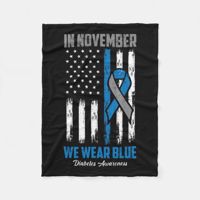 Im November tragen wir blaue US-Flagge Diabetes Aw Fleecedecke (Vorderseite)