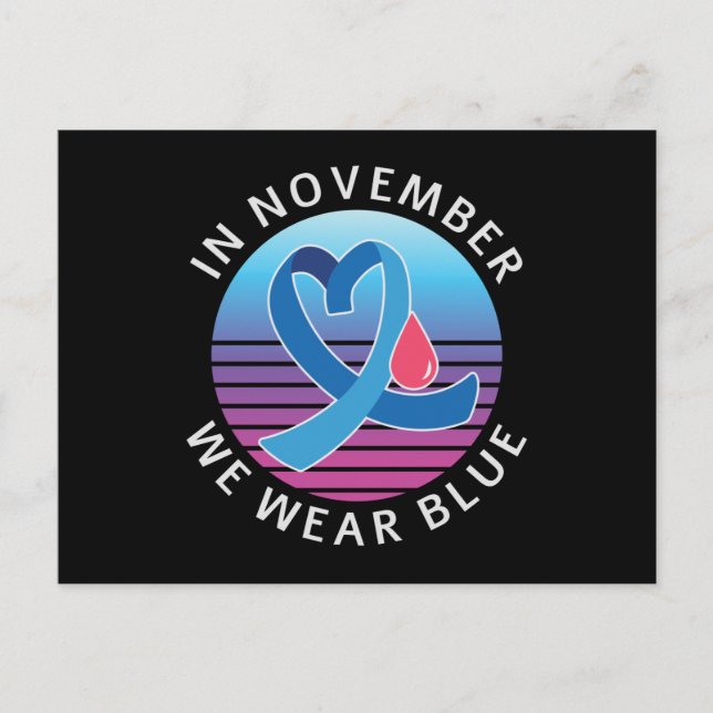 Im November tragen wir Blauen Diabetes Bewusstsein Postkarte (Vorderseite)