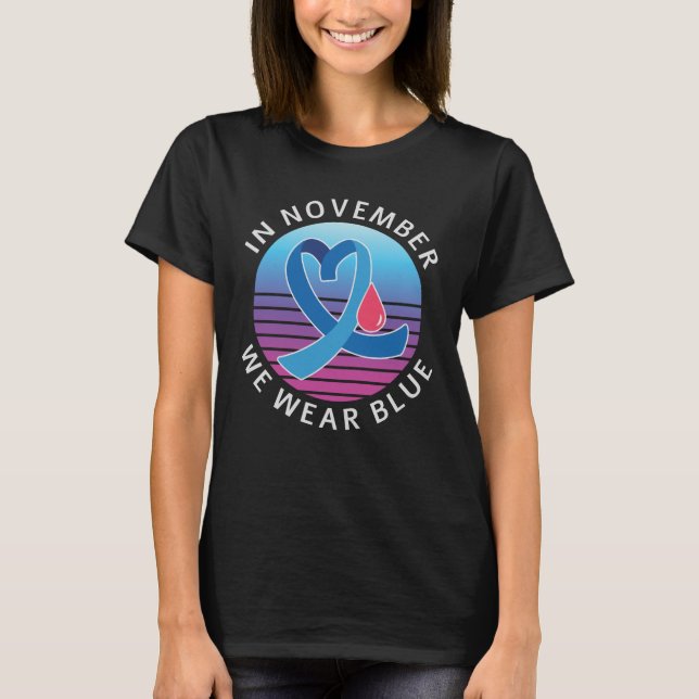 Im November tragen wir Blauen Diabetes Bewusstsein T-Shirt (Vorderseite)