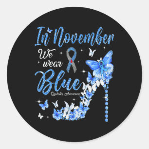 Im November tragen wir Blauer Diabetes-Butter Runder Aufkleber