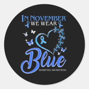 Im November tragen wir Blauer Herzschlag Diabetes. Runder Aufkleber