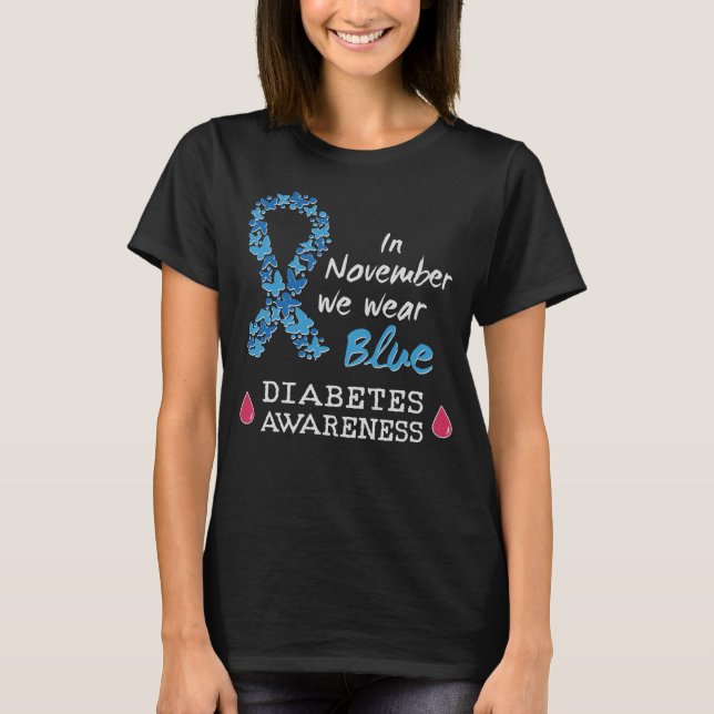 Im November tragen wir blaues Diabetes-Bewusstsein T-Shirt (Vorderseite)