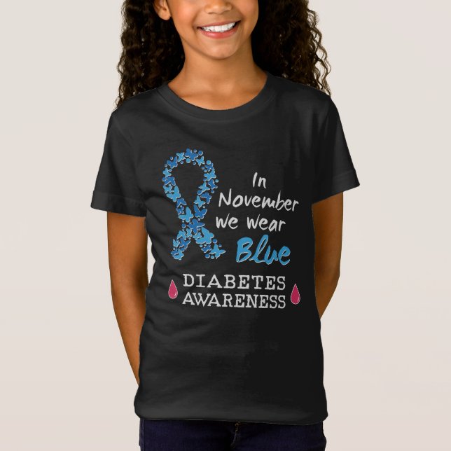 Im November tragen wir blaues Diabetes-Bewusstsein T-Shirt (Vorderseite)