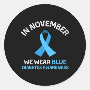 Im November tragen wir Blue Support Diabetes Aware Runder Aufkleber