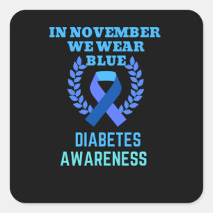 Im November tragen wir das Bewusstsein für Blaue  Quadratischer Aufkleber