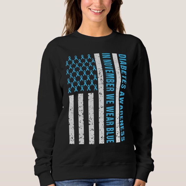 Im November tragen wir das Blaue Diabetes-Bewussts Sweatshirt (Vorderseite)