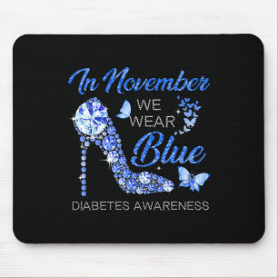 Im November tragen wir Diabetes mit blauer Ribbon- Mousepad