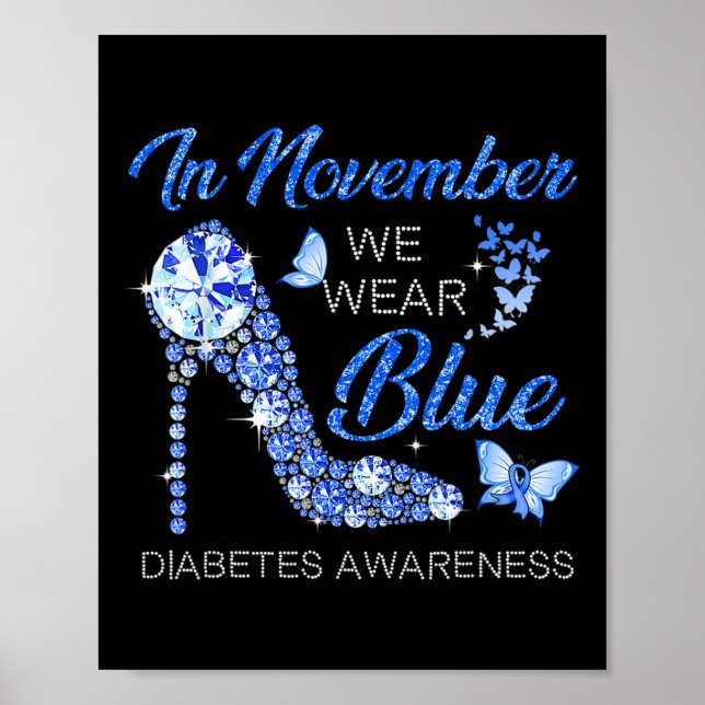 Im November tragen wir Diabetes mit blauer Ribbon- Poster (Vorne)
