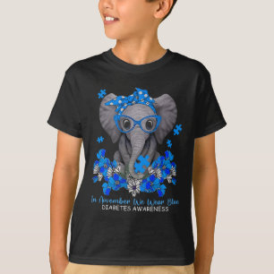 Im November tragen wir eine blaue Elefantendiabete T-Shirt
