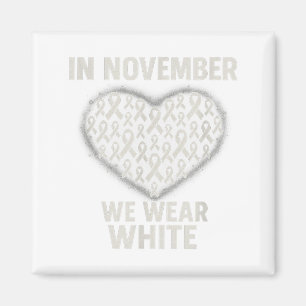 Im November tragen wir weißes Lungenkrebs-Bewussts Magnet