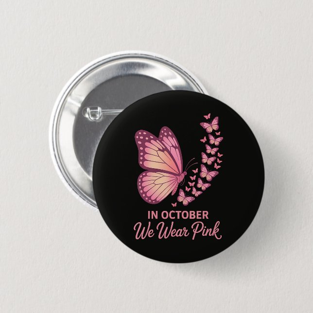 Im Oktober Rosa Brust Schmetterling Button (Vorne & Hinten)
