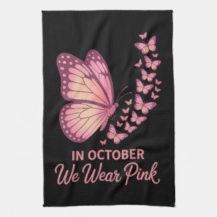 im Oktober rosa Brust Schmetterling Geschirrtuch