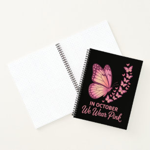 Im Oktober Rosa Brust Schmetterling Notizbuch