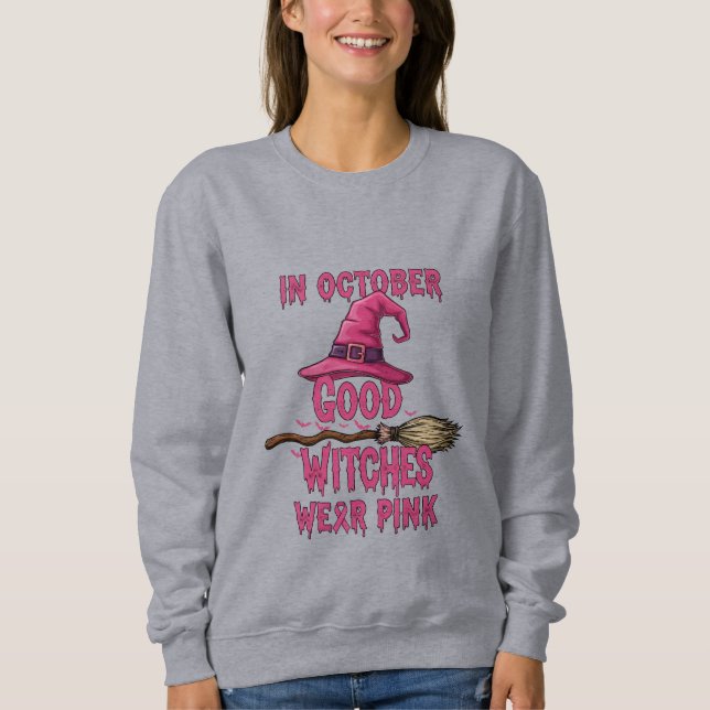 Im Oktober tragen gute Hexen rosa Sweatshirt (Vorderseite)