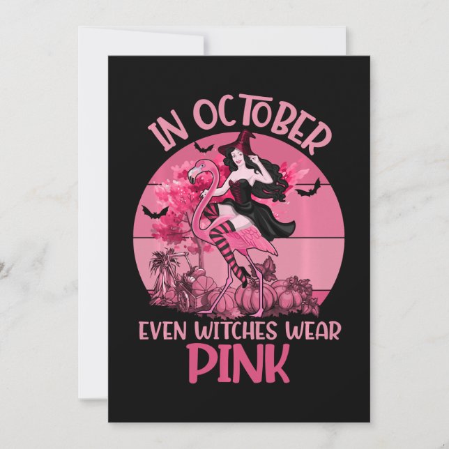 Im Oktober tragen sogar Hexen eine rosa T-Shirt-Br Save The Date (Vorderseite)
