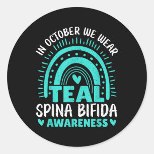 Im Oktober tragen wir Aquamarines Spina Bifida Bew Runder Aufkleber