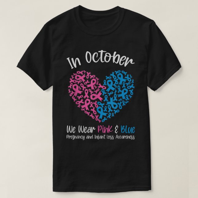Im Oktober tragen wir den Verlust der rosa blauen  T-Shirt (Design vorne)