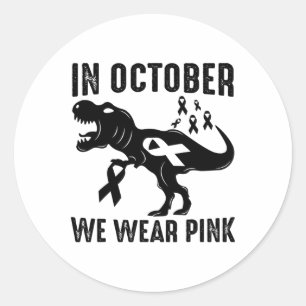 Im Oktober tragen wir ein pinkfarbenes Brustkrebsb Runder Aufkleber